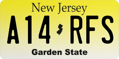 NJ license plate A14RFS