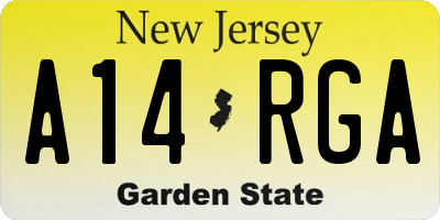 NJ license plate A14RGA