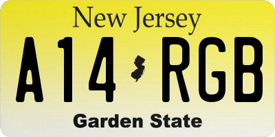 NJ license plate A14RGB