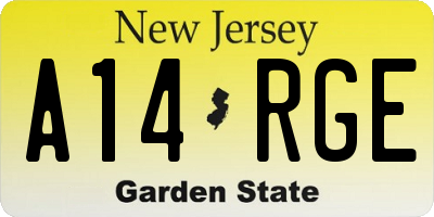 NJ license plate A14RGE