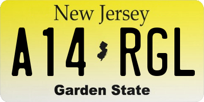 NJ license plate A14RGL