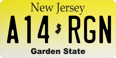 NJ license plate A14RGN