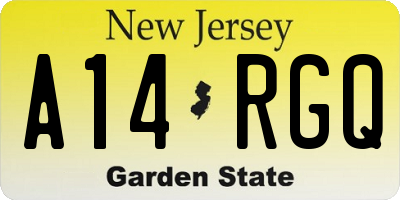NJ license plate A14RGQ
