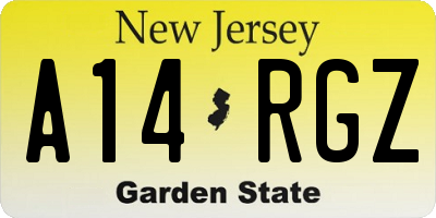 NJ license plate A14RGZ