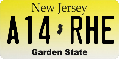 NJ license plate A14RHE