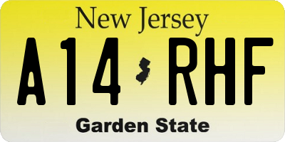NJ license plate A14RHF