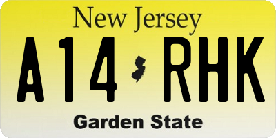 NJ license plate A14RHK