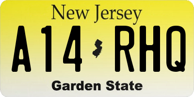 NJ license plate A14RHQ