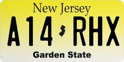 NJ license plate A14RHX