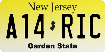 NJ license plate A14RIC