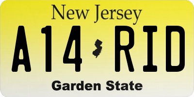 NJ license plate A14RID