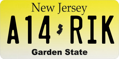NJ license plate A14RIK