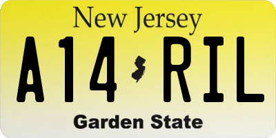 NJ license plate A14RIL