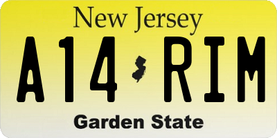 NJ license plate A14RIM