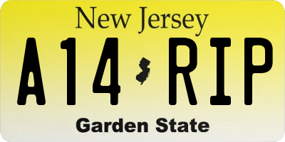 NJ license plate A14RIP