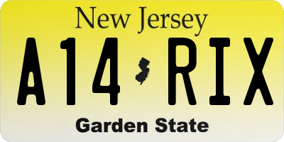 NJ license plate A14RIX
