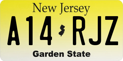 NJ license plate A14RJZ