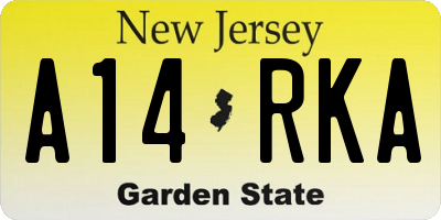 NJ license plate A14RKA