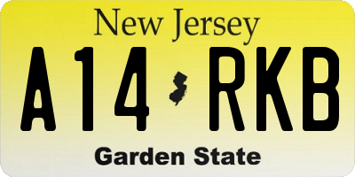 NJ license plate A14RKB