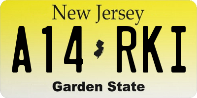 NJ license plate A14RKI