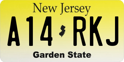 NJ license plate A14RKJ