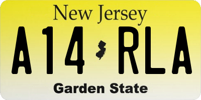 NJ license plate A14RLA