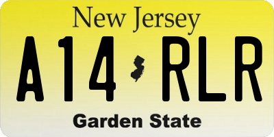 NJ license plate A14RLR