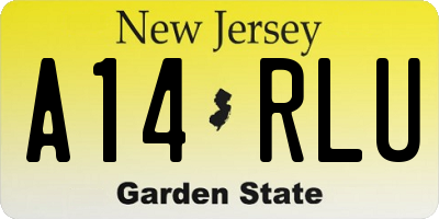 NJ license plate A14RLU