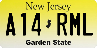 NJ license plate A14RML