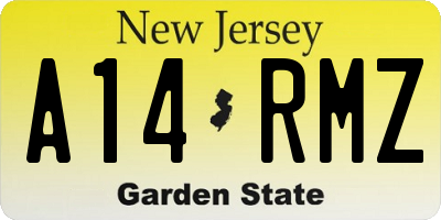 NJ license plate A14RMZ