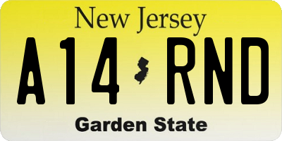 NJ license plate A14RND