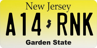 NJ license plate A14RNK