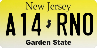 NJ license plate A14RNO