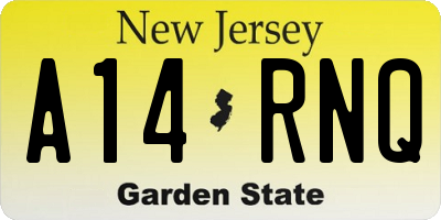 NJ license plate A14RNQ