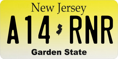 NJ license plate A14RNR