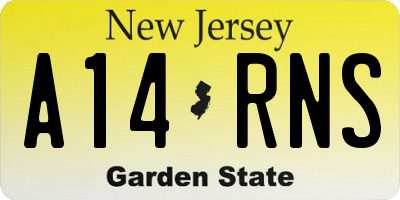 NJ license plate A14RNS