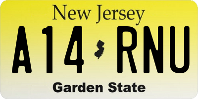 NJ license plate A14RNU
