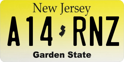 NJ license plate A14RNZ