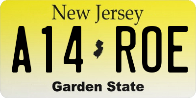 NJ license plate A14ROE