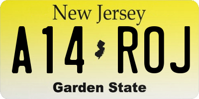 NJ license plate A14ROJ