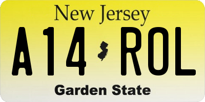 NJ license plate A14ROL