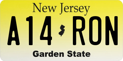 NJ license plate A14RON