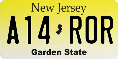 NJ license plate A14ROR
