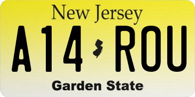 NJ license plate A14ROU