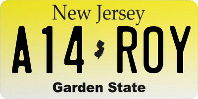 NJ license plate A14ROY