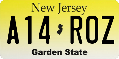 NJ license plate A14ROZ