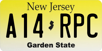 NJ license plate A14RPC