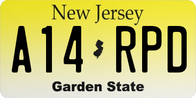 NJ license plate A14RPD