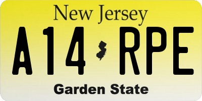 NJ license plate A14RPE