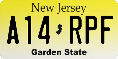 NJ license plate A14RPF